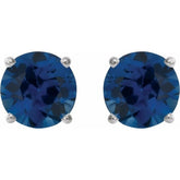 14K White 5 mm Natural Blue Sapphire Earrings
